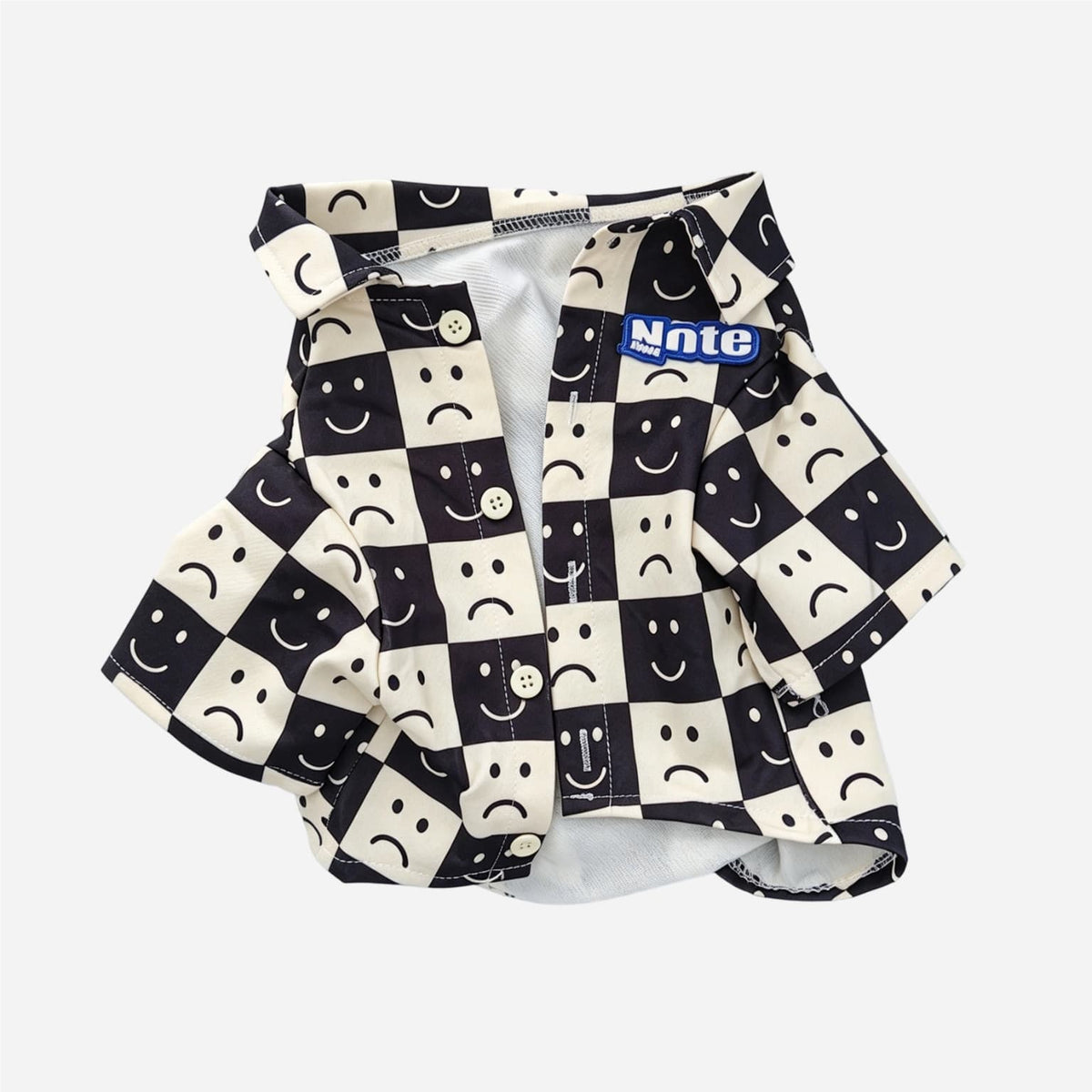 Smiley Face Plaid Pet Shirt – Casual Button-Up Dog Clothing for Everyday Wear