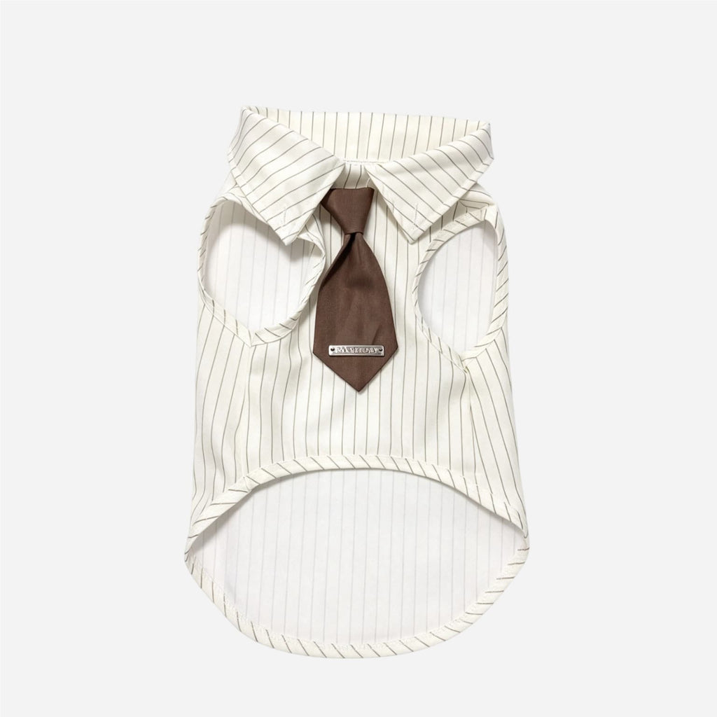 Striped Dog Shirt with Tie - Vintage Clothing for Daily Wear