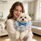 Blue Lace Ruffle Pet Scarf – Princess Neck Accessory for Cats & Small Dogs