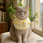 Cute Duck Pattern Pet Bib Collar – Pastel Yellow Neck Accessory for Cats & Small Dogs
