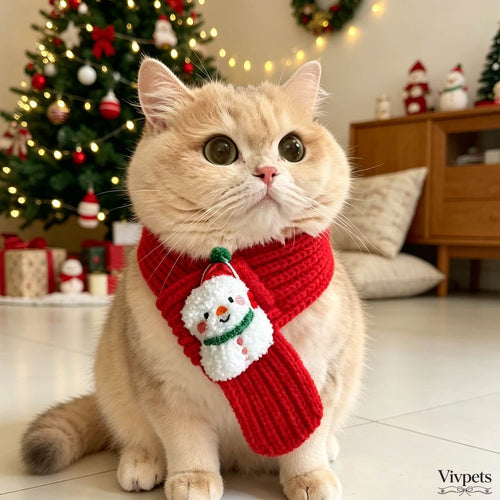 Christmas Red Pet Scarf – Holiday Neck Accessory for Cats