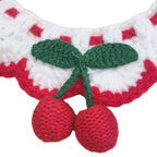 Strawberry and Cherry Knit Pet Bib Collar – Cute Cat & Small Dog Neck Accessory