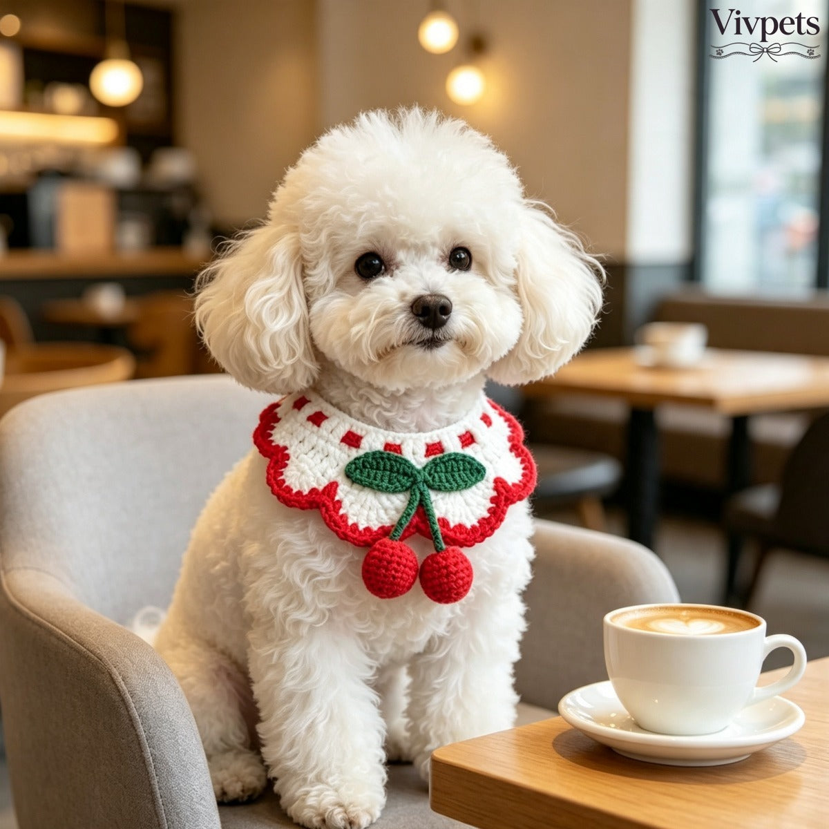 Strawberry and Cherry Knit Pet Bib Collar – Cute Cat & Small Dog Neck Accessory