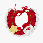 Christmas Santa Crochet Pet Bib – Festive Neck Accessory for Cats & Small Dogs