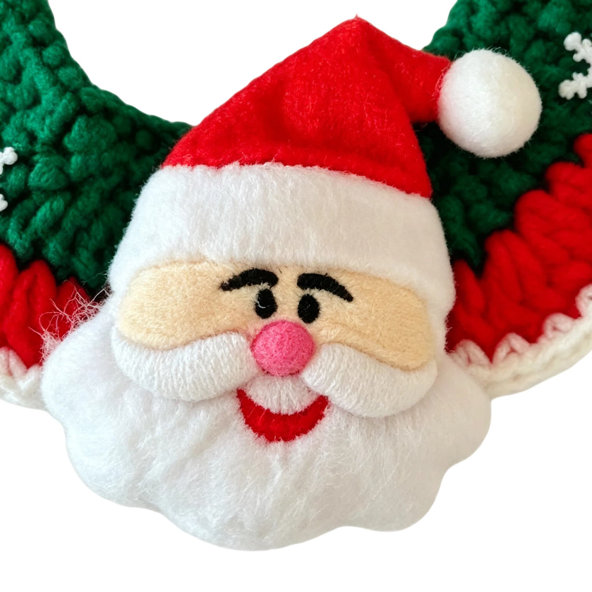 Christmas Santa Crochet Pet Bib – Festive Neck Accessory for Cats & Small Dogs