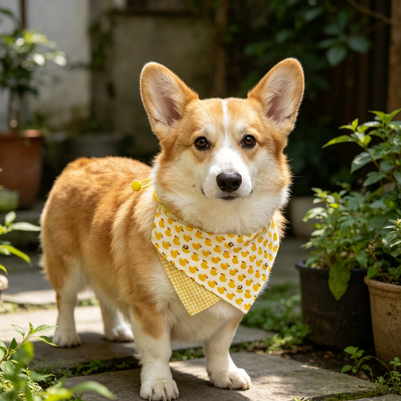 Cute Duck‑Print Pet Bandana – Adjustable Dogs and Cats Scarf Accessory for Daily Wear