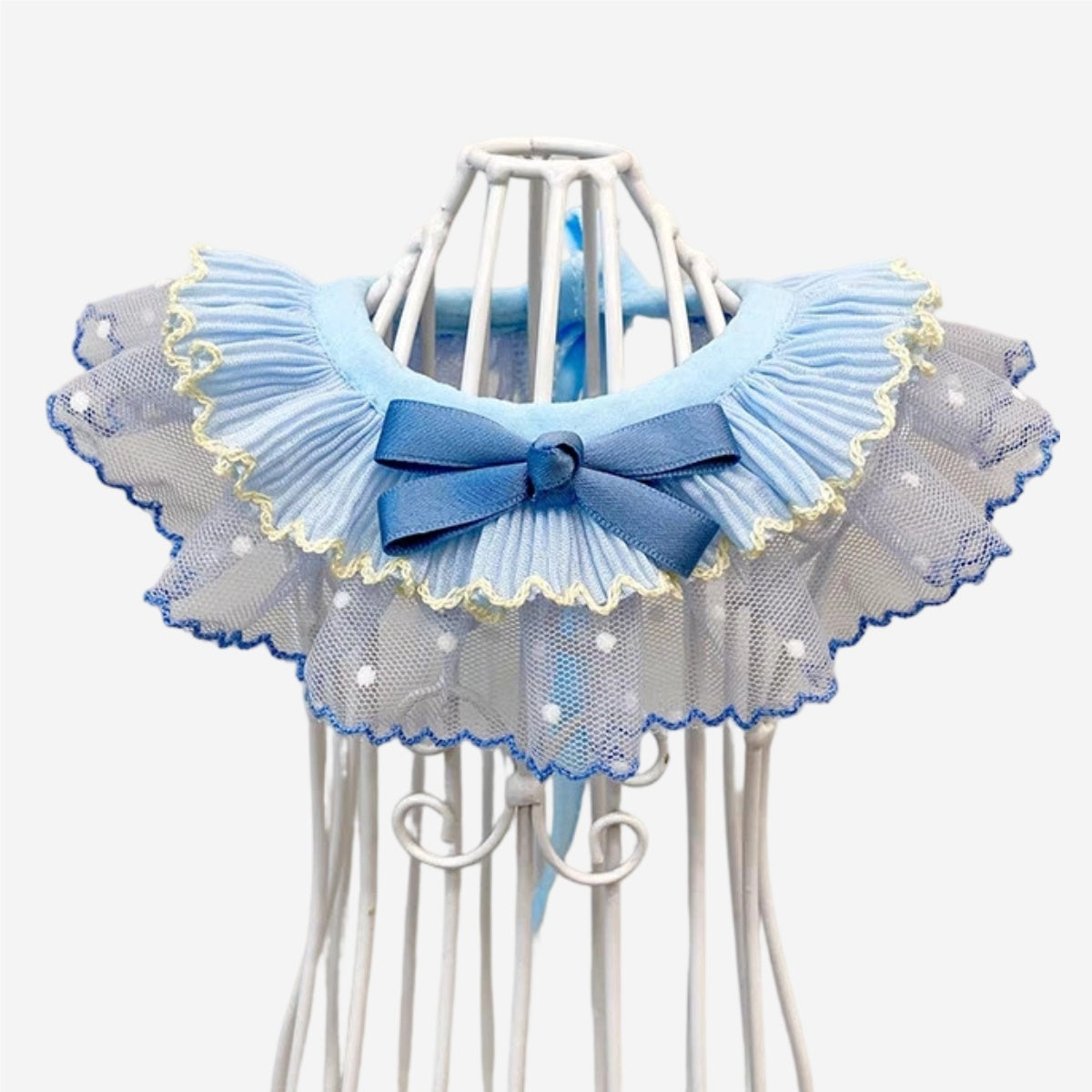 Customizable Blue Lace Ruffle Pet Scarf – Cute Princess Style Cat and Small Dog Daily Neck Accessory