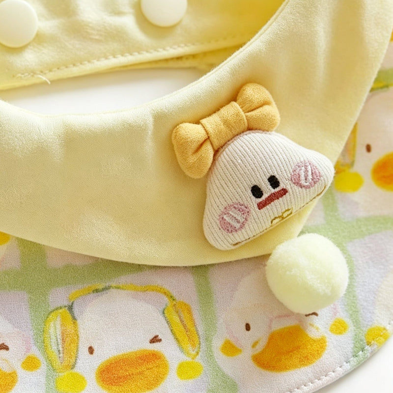 Cute Duck Pattern Pet Bib Collar – Pastel Yellow Neck Accessory for Cats & Small Dogs
