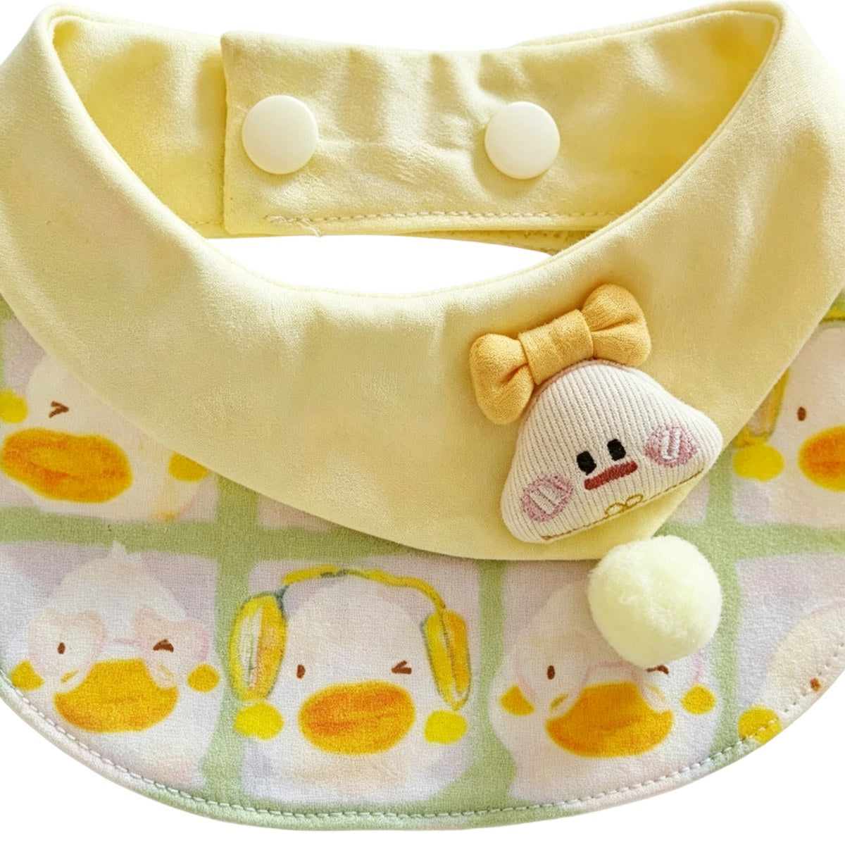 Cute Duck Pattern Pet Bib Collar – Pastel Yellow Neck Accessory for Cats & Small Dogs