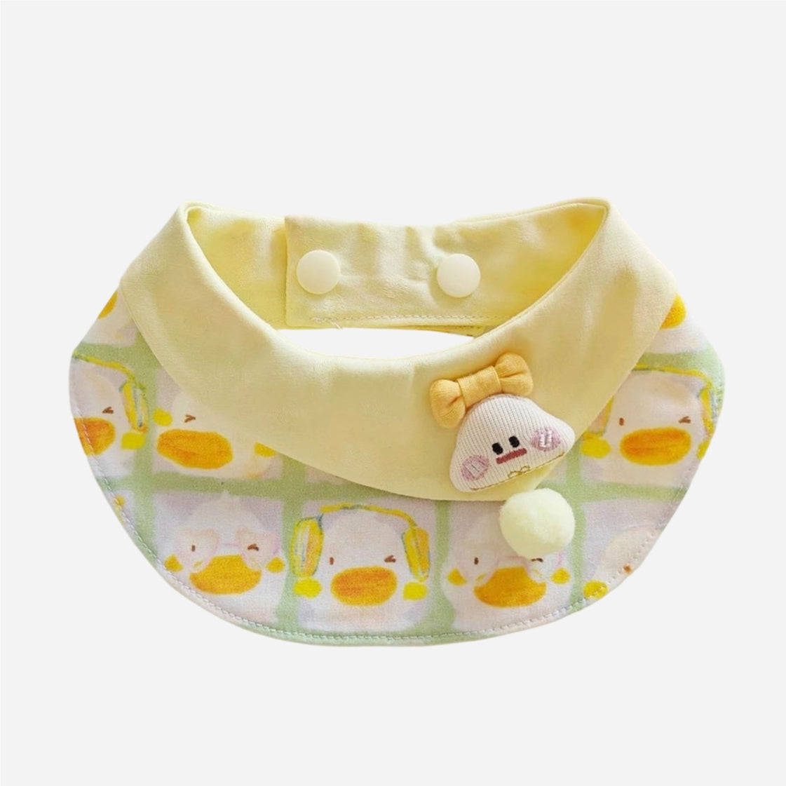 Cute Duck Pattern Pet Bib Collar – Pastel Yellow Neck Accessory for Cats & Small Dogs