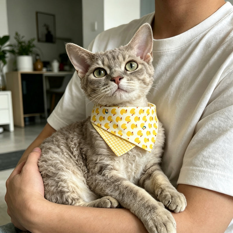 Cute Duck‑Print Pet Bandana – Adjustable Dogs and Cats Scarf Accessory for Daily Wear