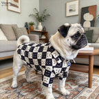 Smiley Face Plaid Pet Shirt – Casual Button-Up Dog Clothing for Everyday Wear