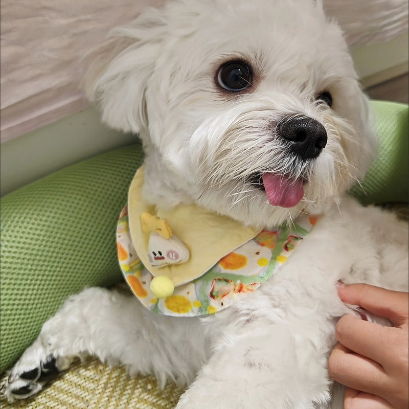 Cute Duck Pattern Pet Bib Collar – Pastel Yellow Neck Accessory for Cats & Small Dogs