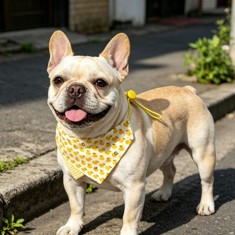 Cute Duck‑Print Pet Bandana – Adjustable Dogs and Cats Scarf Accessory for Daily Wear