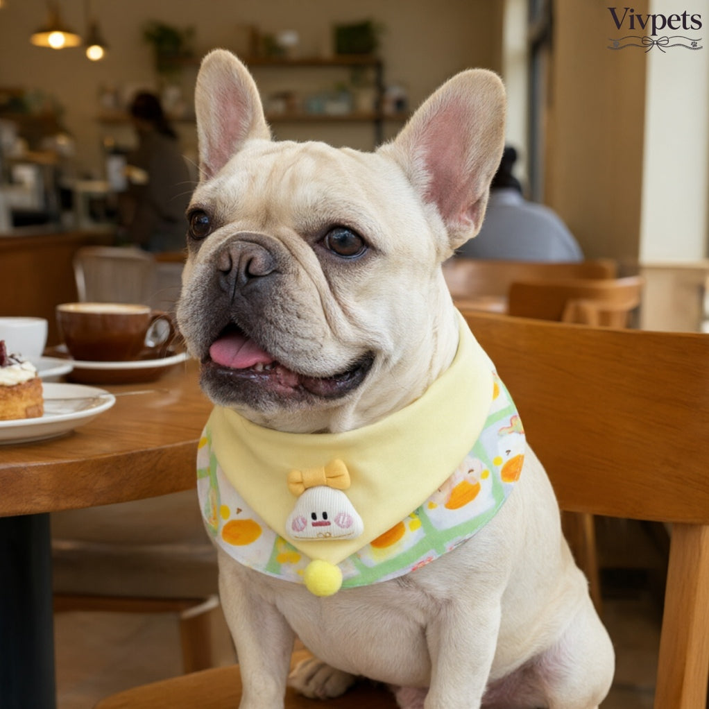 Cute Duck Pattern Pet Bib Collar – Pastel Yellow Neck Accessory for Cats & Small Dogs