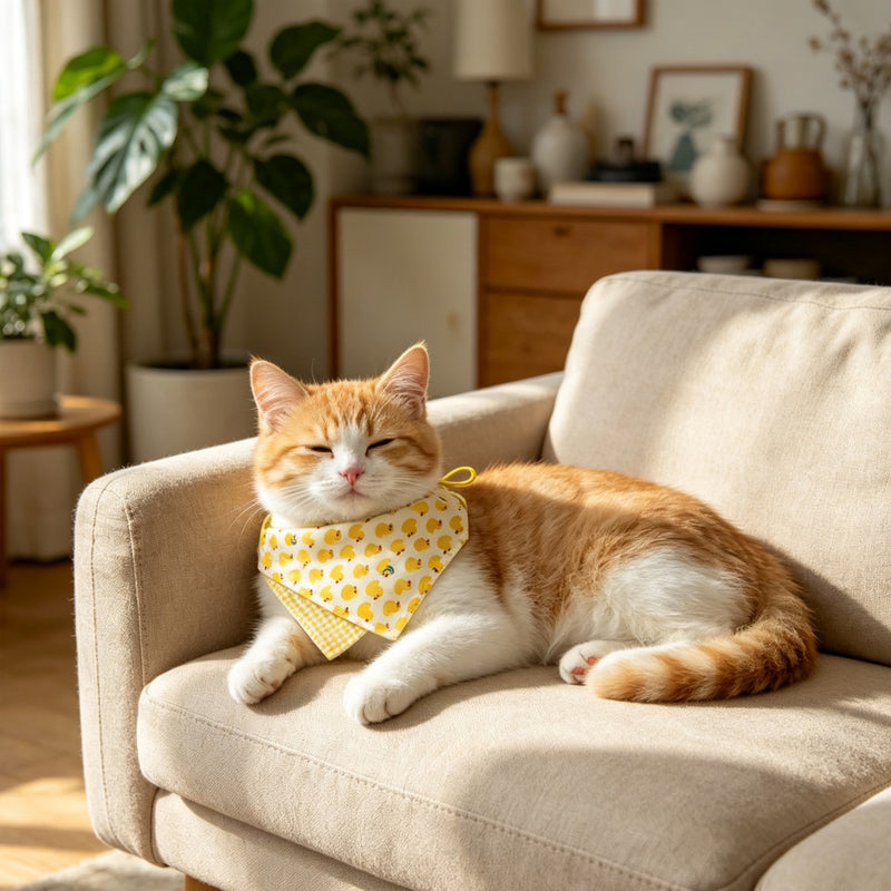 Cute Duck‑Print Pet Bandana – Adjustable Dogs and Cats Scarf Accessory for Daily Wear
