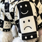 Smiley Face Plaid Pet Shirt – Casual Button-Up Dog Clothing for Everyday Wear