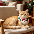 Christmas Santa Crochet Pet Bib – Festive Neck Accessory for Cats & Small Dogs