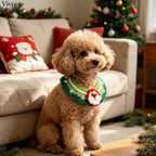 Christmas Santa Crochet Pet Bib – Festive Neck Accessory for Cats & Small Dogs