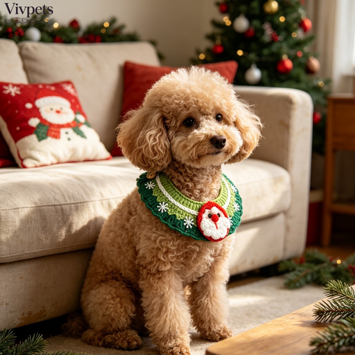 Christmas Santa Crochet Pet Bib – Festive Neck Accessory for Cats & Small Dogs