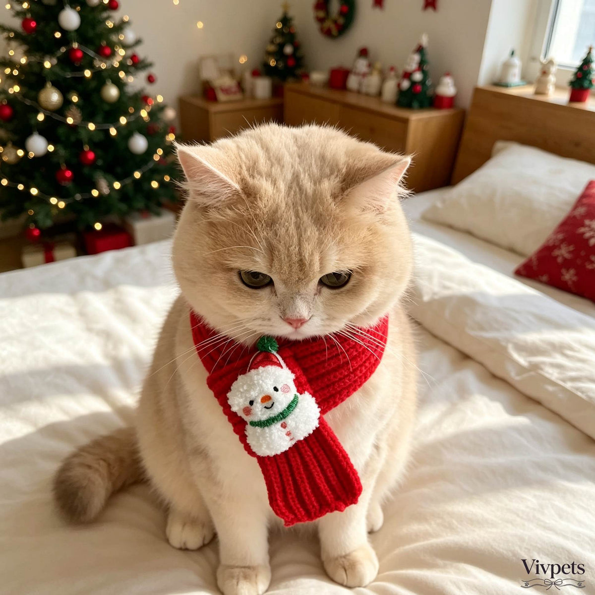 Christmas Red Pet Scarf – Holiday Neck Accessory for Cats