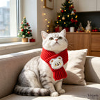 Christmas Red Pet Scarf – Holiday Neck Accessory for Cats