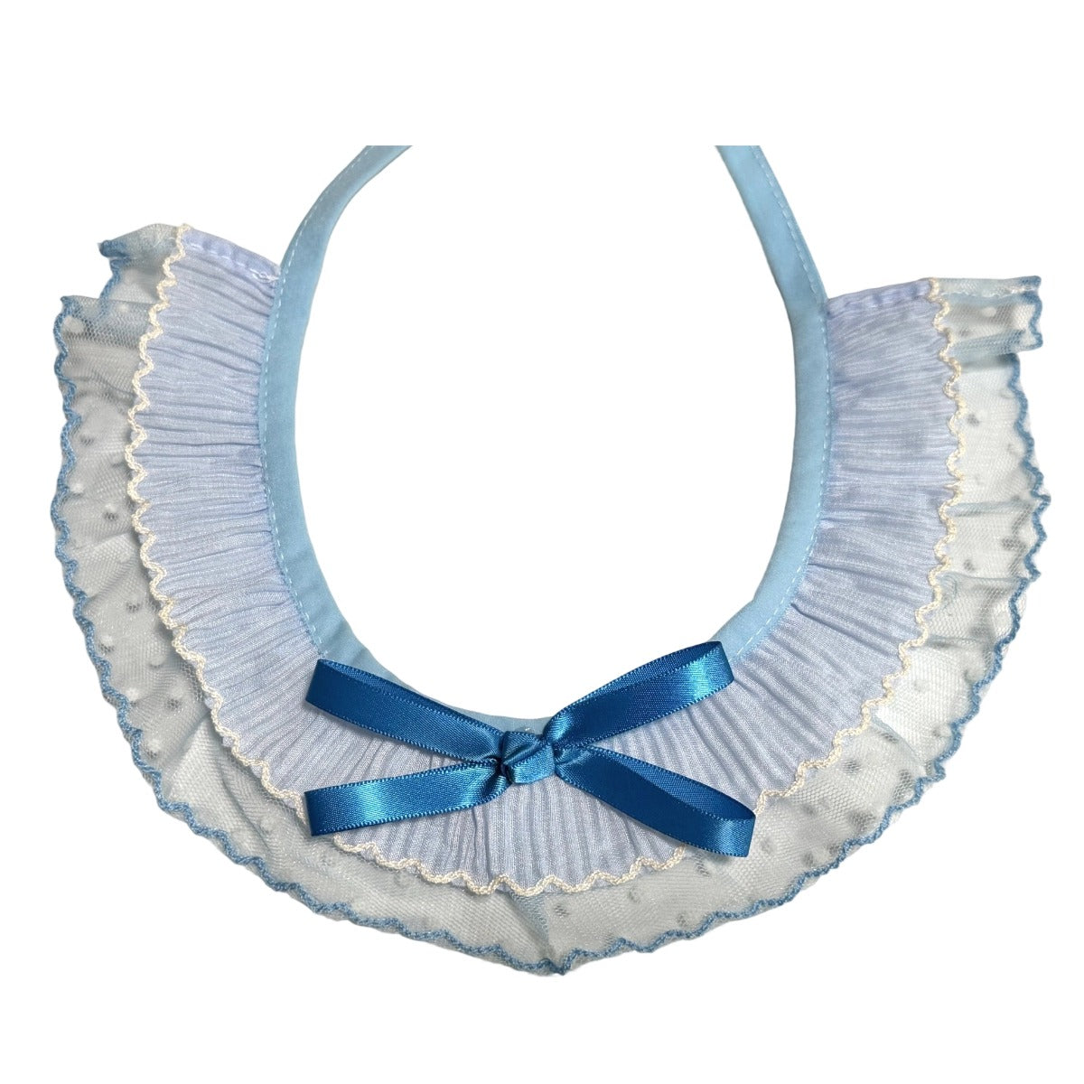 Customizable Blue Lace Ruffle Pet Scarf – Cute Princess Style Cat and Small Dog Daily Neck Accessory