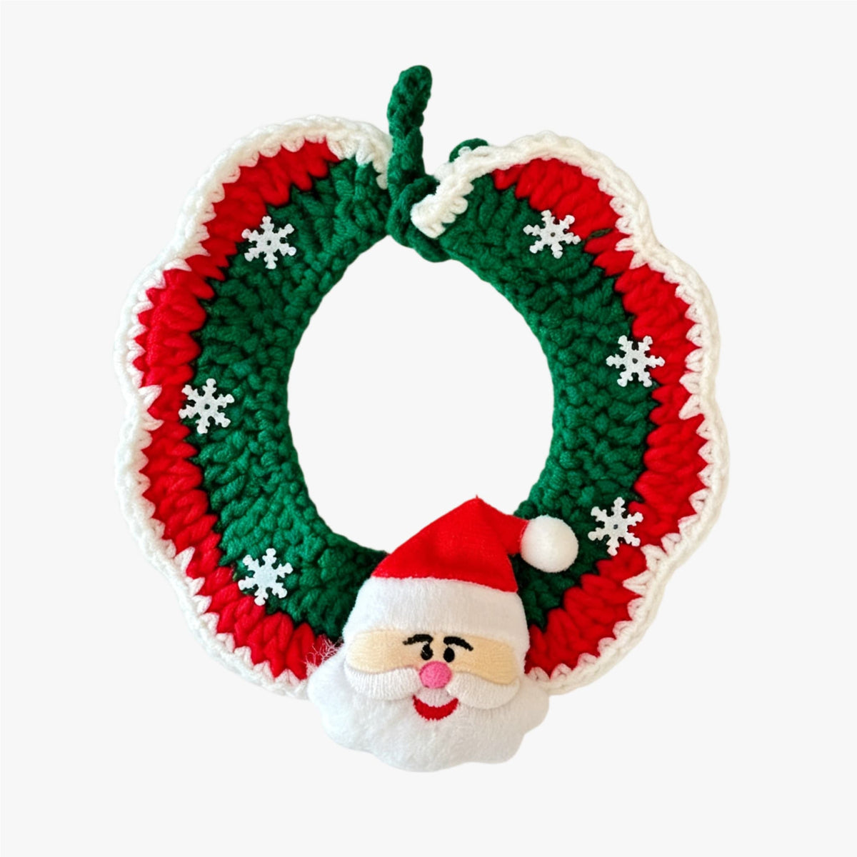 Christmas Santa Crochet Pet Bib – Festive Neck Accessory for Cats & Small Dogs