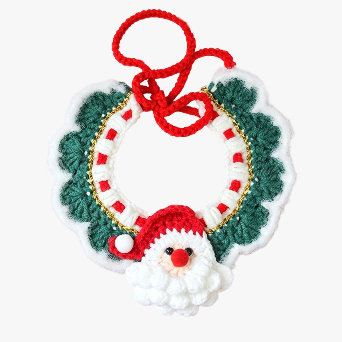 Christmas Santa Crochet Pet Bib – Festive Neck Accessory for Cats & Small Dogs