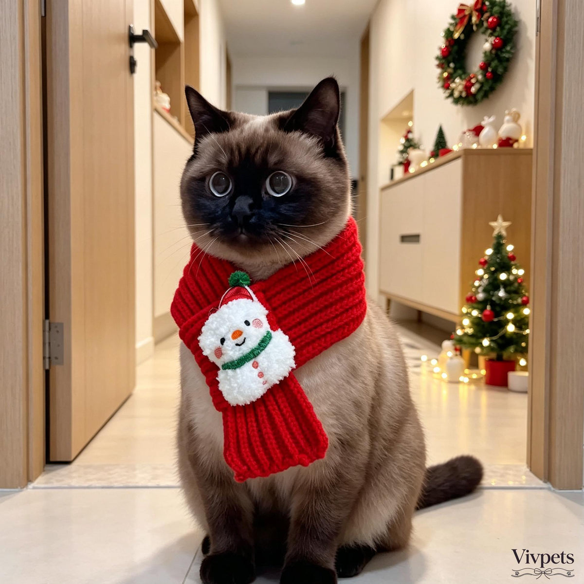 Christmas Red Pet Scarf – Holiday Neck Accessory for Cats
