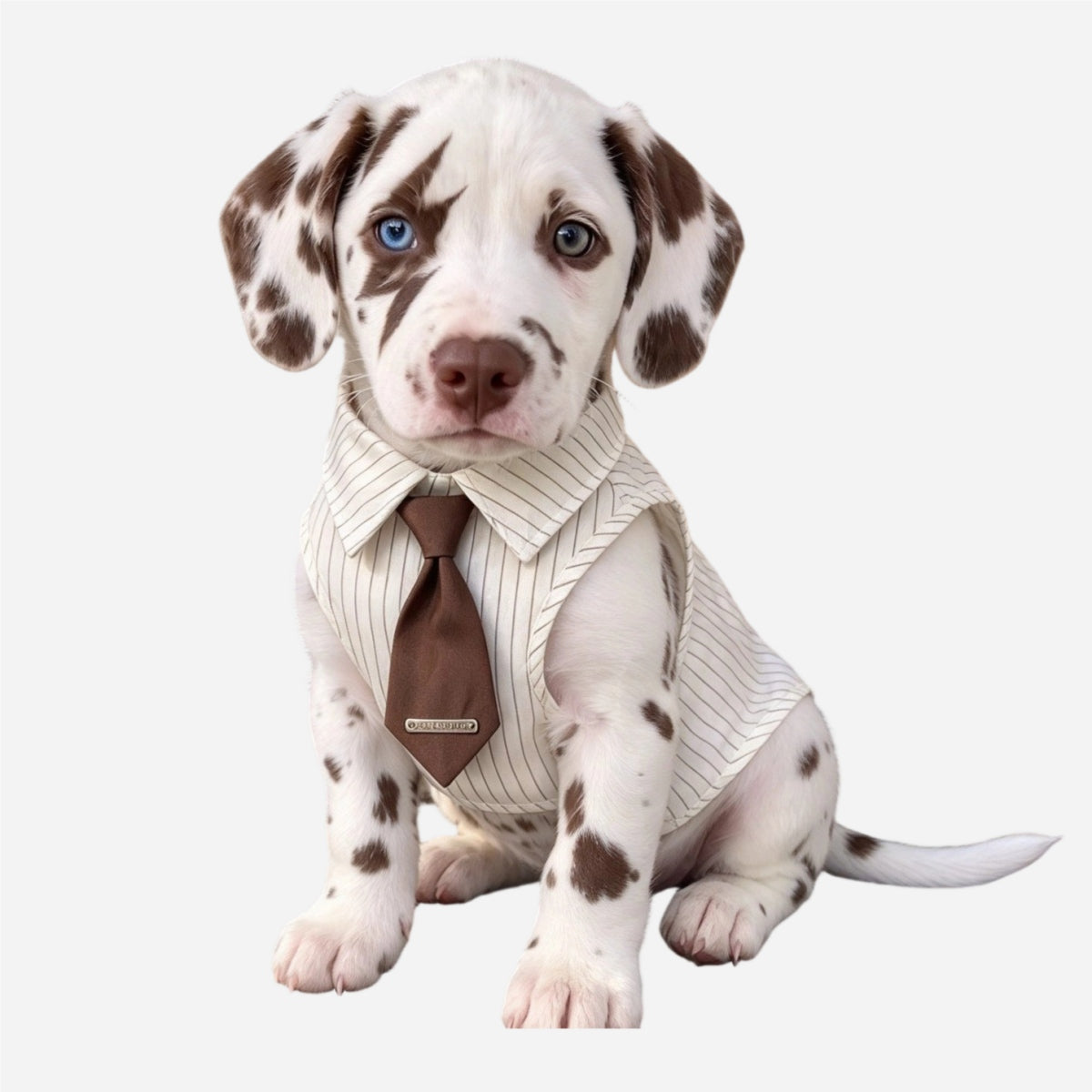 Striped Dog Shirt with Tie - Vintage Clothing for Daily Wear